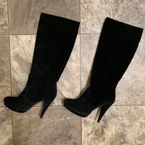 BCBG Black Suede Heel Boots